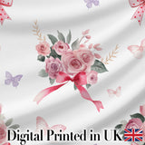 Christmas Santa Reindeer Snowflake Bow Festive Seamless Pattern  Digital Print Material by the Metre UK Sewing Quilting Textile