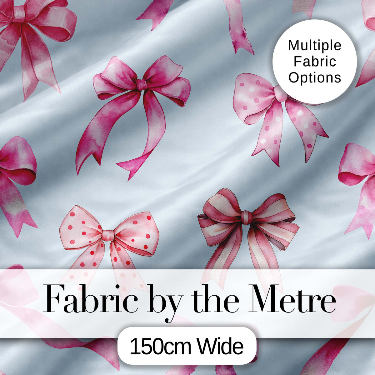 Watercolor Pink Ribbon Bows Soft Blush Background Seamless Pattern  Digital Print Material by the Metre UK Sewing Quilting Textile
