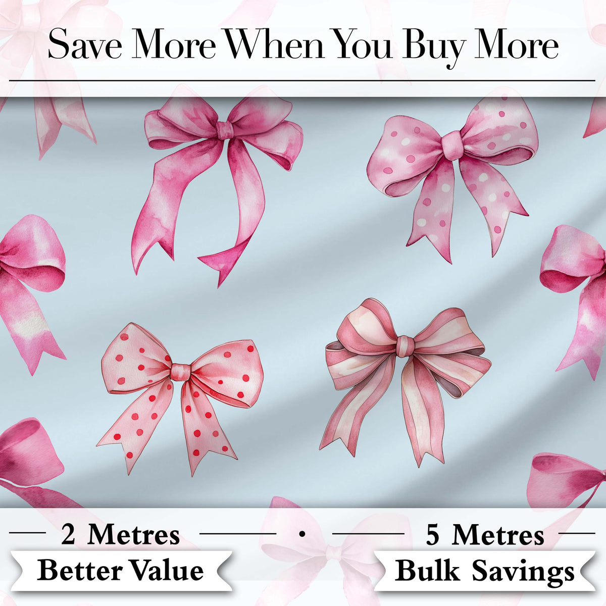 Watercolor Pink Ribbon Bows Soft Blush Background Seamless Pattern  Digital Print Material by the Metre UK Sewing Quilting Textile