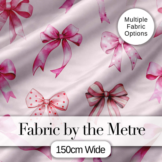 Watercolor Pink Ribbon Bows Beige Background Seamless Pattern Lovely  Digital Print Material by the Metre UK Sewing Quilting Textile