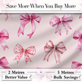 Watercolor Pink Ribbon Bows Beige Background Seamless Pattern Lovely  Digital Print Material by the Metre UK Sewing Quilting Textile