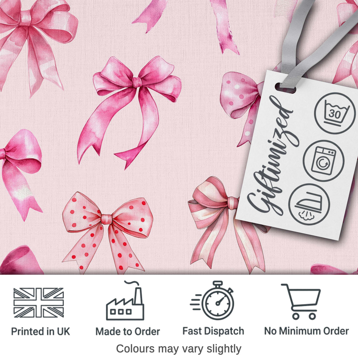 Watercolor Pink Ribbon Bows Beige Background Seamless Pattern Lovely  Digital Print Material by the Metre UK Sewing Quilting Textile