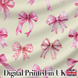 Watercolor Pink Ribbon Bows Neutral Ivory Background Seamless Lovely  Digital Print Material by the Metre UK Sewing Quilting Textile