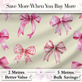 Watercolor Pink Ribbon Bows Neutral Ivory Background Seamless Lovely  Digital Print Material by the Metre UK Sewing Quilting Textile