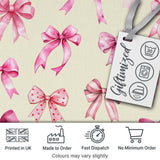 Watercolor Pink Ribbon Bows Neutral Ivory Background Seamless Lovely  Digital Print Material by the Metre UK Sewing Quilting Textile