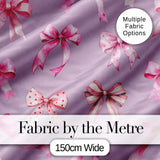 Watercolor Pink Ribbon Bow Seamless Pattern on Teal Background  Digital Print Material by the Metre UK Sewing Quilting Textile