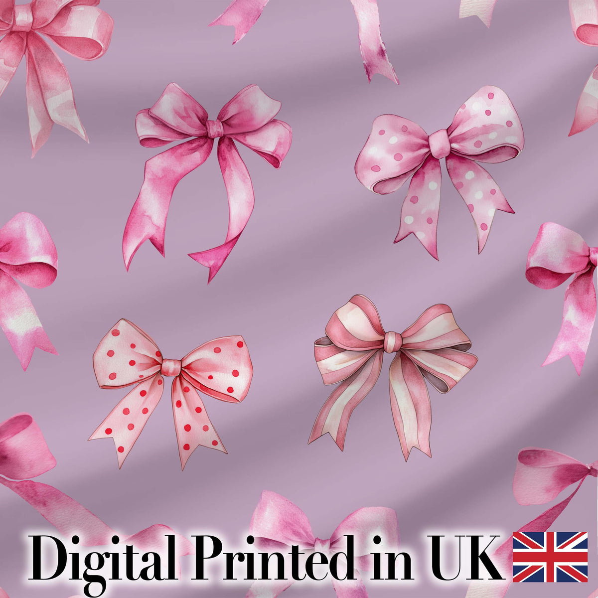 Watercolor Pink Ribbon Bow Seamless Pattern on Teal Background  Digital Print Material by the Metre UK Sewing Quilting Textile