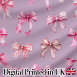 Watercolor Pink Ribbon Bow Seamless Pattern on Teal Background  Digital Print Material by the Metre UK Sewing Quilting Textile