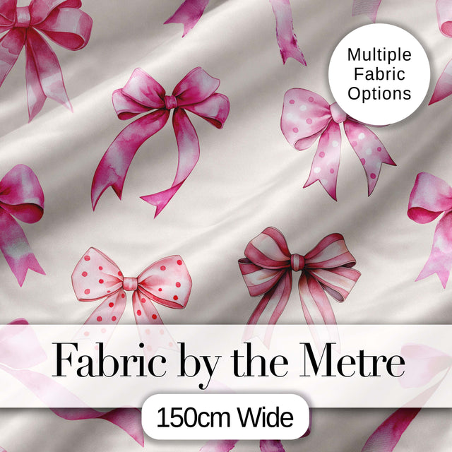 Watercolor Pink Ribbon Bow Seamless Pattern on Soft Pink Background  Digital Print Material by the Metre UK Sewing Quilting Textile