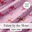 Watercolor Pink Ribbon Bow with Neutral Beige Stripes Background  Digital Print Material by the Metre UK Sewing Quilting Textile