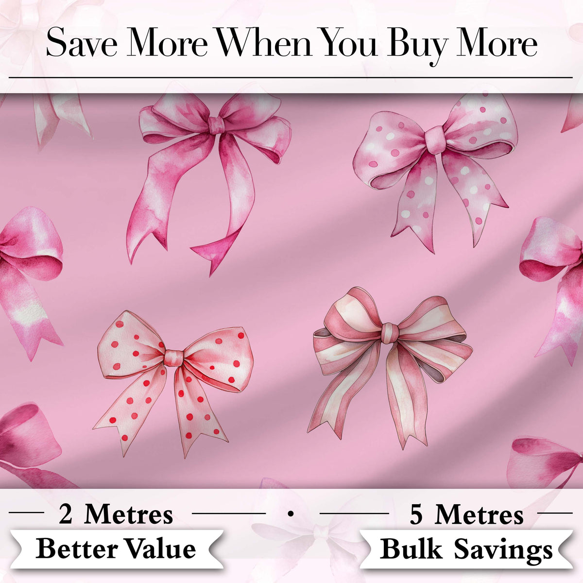 Watercolor Pink Ribbon Bow with Neutral Beige Stripes Background  Digital Print Material by the Metre UK Sewing Quilting Textile
