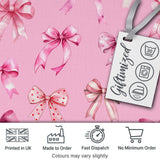 Watercolor Pink Ribbon Bow with Neutral Beige Stripes Background  Digital Print Material by the Metre UK Sewing Quilting Textile