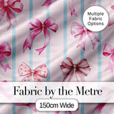 Watercolor Pink Ribbon Bow Seamless Pattern with Mint Green Stripes  Digital Print Material by the Metre UK Sewing Quilting Textile