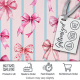 Watercolor Pink Ribbon Bow Seamless Pattern with Mint Green Stripes  Digital Print Material by the Metre UK Sewing Quilting Textile