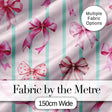 Watercolor Pink Ribbon Bow Seamless Pattern with Soft Blue Stripes  Digital Print Material by the Metre UK Sewing Quilting Textile