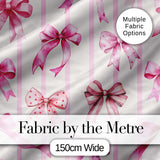 Watercolor Pink Ribbon Bow Seamless Pattern on Light Grey Background  Digital Print Material by the Metre UK Sewing Quilting Textile