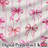 Watercolor Pink Ribbon Bow Seamless Pattern on Light Grey Background  Digital Print Material by the Metre UK Sewing Quilting Textile