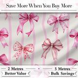 Watercolor Pink Ribbon Bow Seamless Pattern on Light Grey Background  Digital Print Material by the Metre UK Sewing Quilting Textile