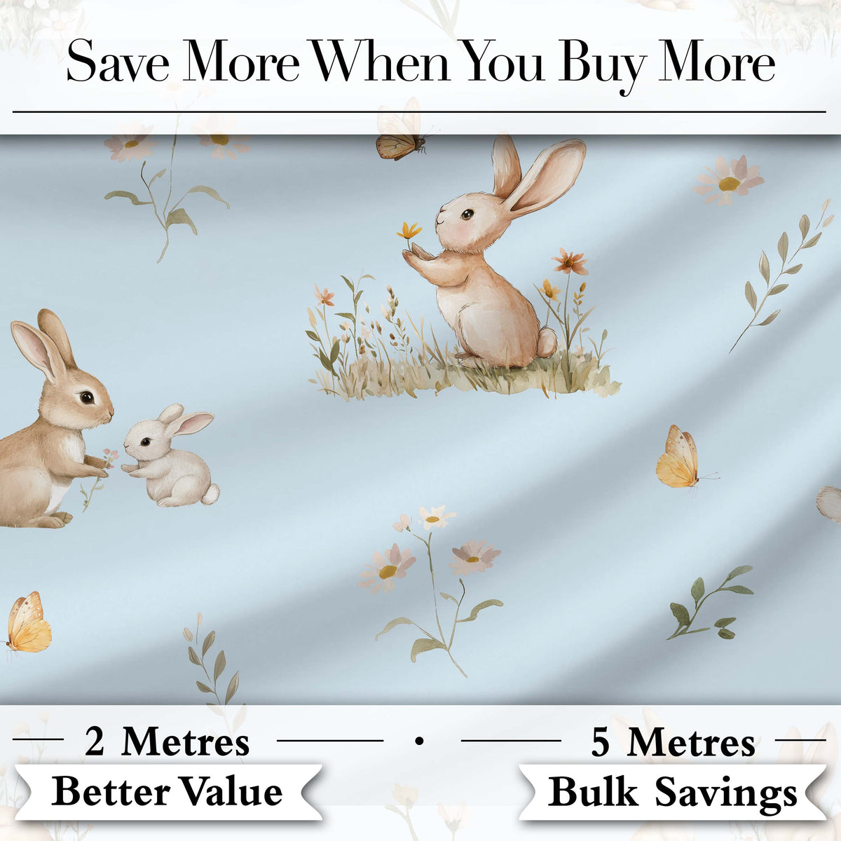 Watercolor Bunny Floral Meadow Pastel Green Seamless Pattern Lovely  Digital Print Material by the Metre UK Sewing Quilting Textile