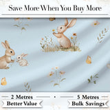 Watercolor Bunny Floral Meadow Pastel Green Seamless Pattern Lovely  Digital Print Material by the Metre UK Sewing Quilting Textile