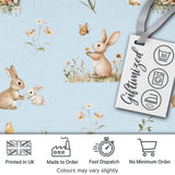 Watercolor Bunny Floral Meadow Pastel Green Seamless Pattern Lovely  Digital Print Material by the Metre UK Sewing Quilting Textile