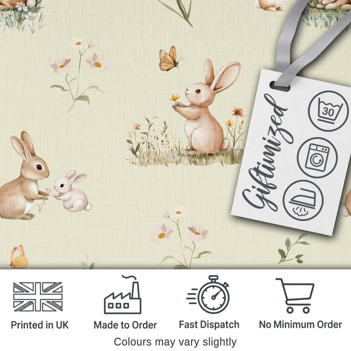 Watercolor Bunny Floral Meadow Soft Lavender Seamless Pattern Lovely  Digital Print Material by the Metre UK Sewing Quilting Textile