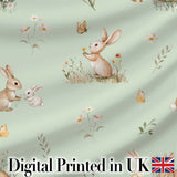 Watercolor Bunny Floral Meadow Light Grey Seamless Pattern Lovely  Digital Print Material by the Metre UK Sewing Quilting Textile