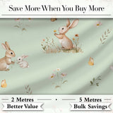 Watercolor Bunny Floral Meadow Light Grey Seamless Pattern Lovely  Digital Print Material by the Metre UK Sewing Quilting Textile