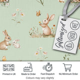 Watercolor Bunny Floral Meadow Light Grey Seamless Pattern Lovely  Digital Print Material by the Metre UK Sewing Quilting Textile