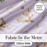 Cute Blue Floral Bunny Illustration Seamless Pattern Lovely  Digital Print Material by the Metre UK Sewing Quilting Textile