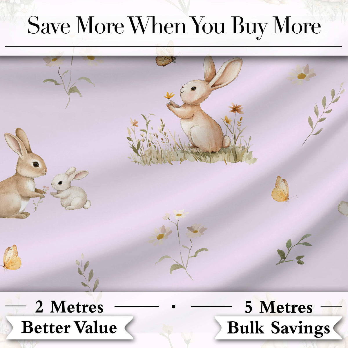 Cute Blue Floral Bunny Illustration Seamless Pattern Lovely  Digital Print Material by the Metre UK Sewing Quilting Textile