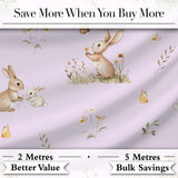 Cute Blue Floral Bunny Illustration Seamless Pattern Lovely  Digital Print Material by the Metre UK Sewing Quilting Textile