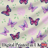Pink Purple Butterfly Floral Soft Pink Background Seamless Pattern  Digital Print Material by the Metre UK Sewing Quilting Textile