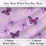 Pink Purple Butterfly Floral Yellow Background Seamless Pattern  Digital Print Material by the Metre UK Sewing Quilting Textile