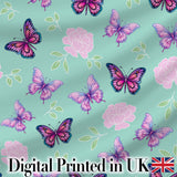 Colorful Neon Rainbow Butterflies Dark Background Seamless Pattern  Digital Print Material by the Metre UK Sewing Quilting Textile