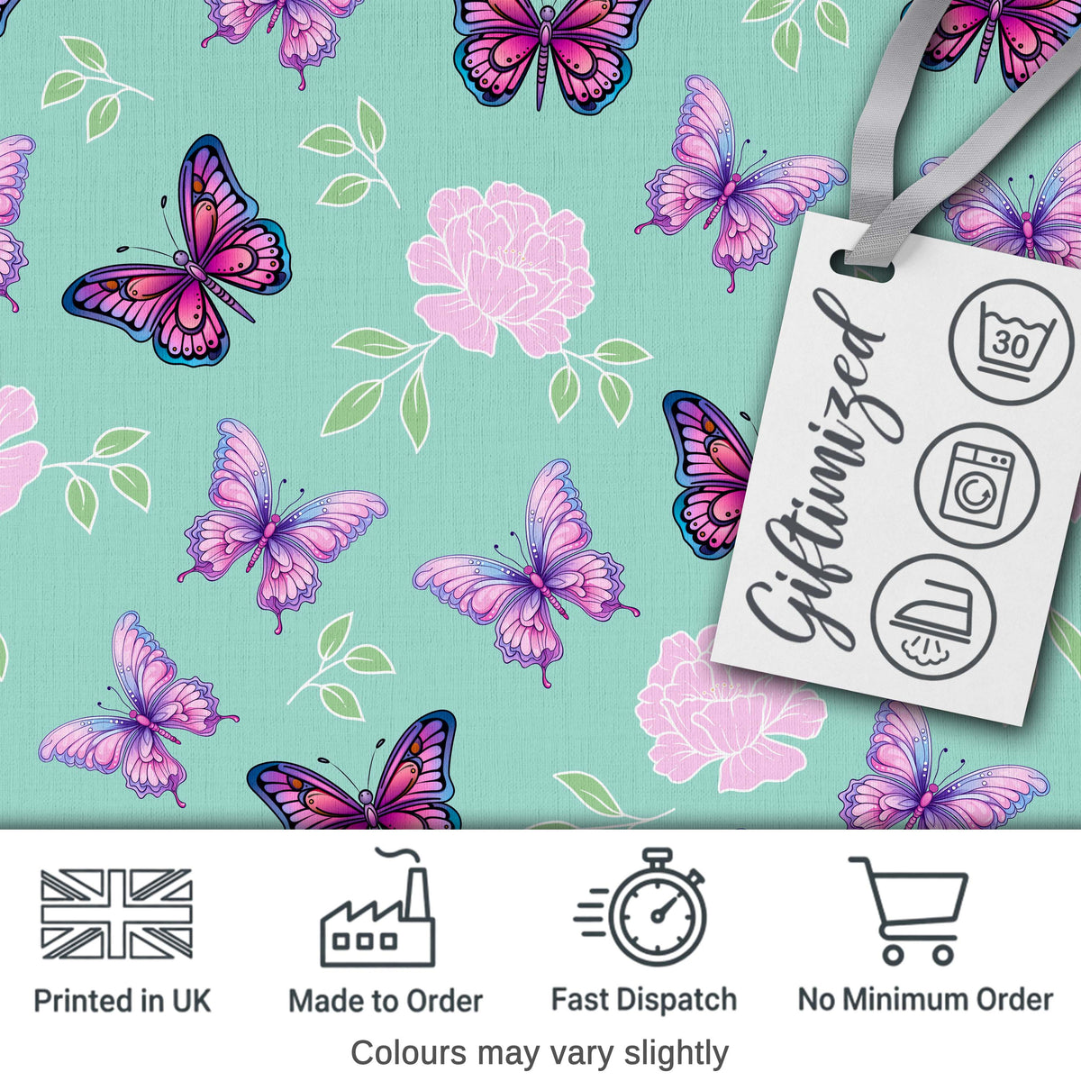 Colorful Neon Rainbow Butterflies Dark Background Seamless Pattern  Digital Print Material by the Metre UK Sewing Quilting Textile