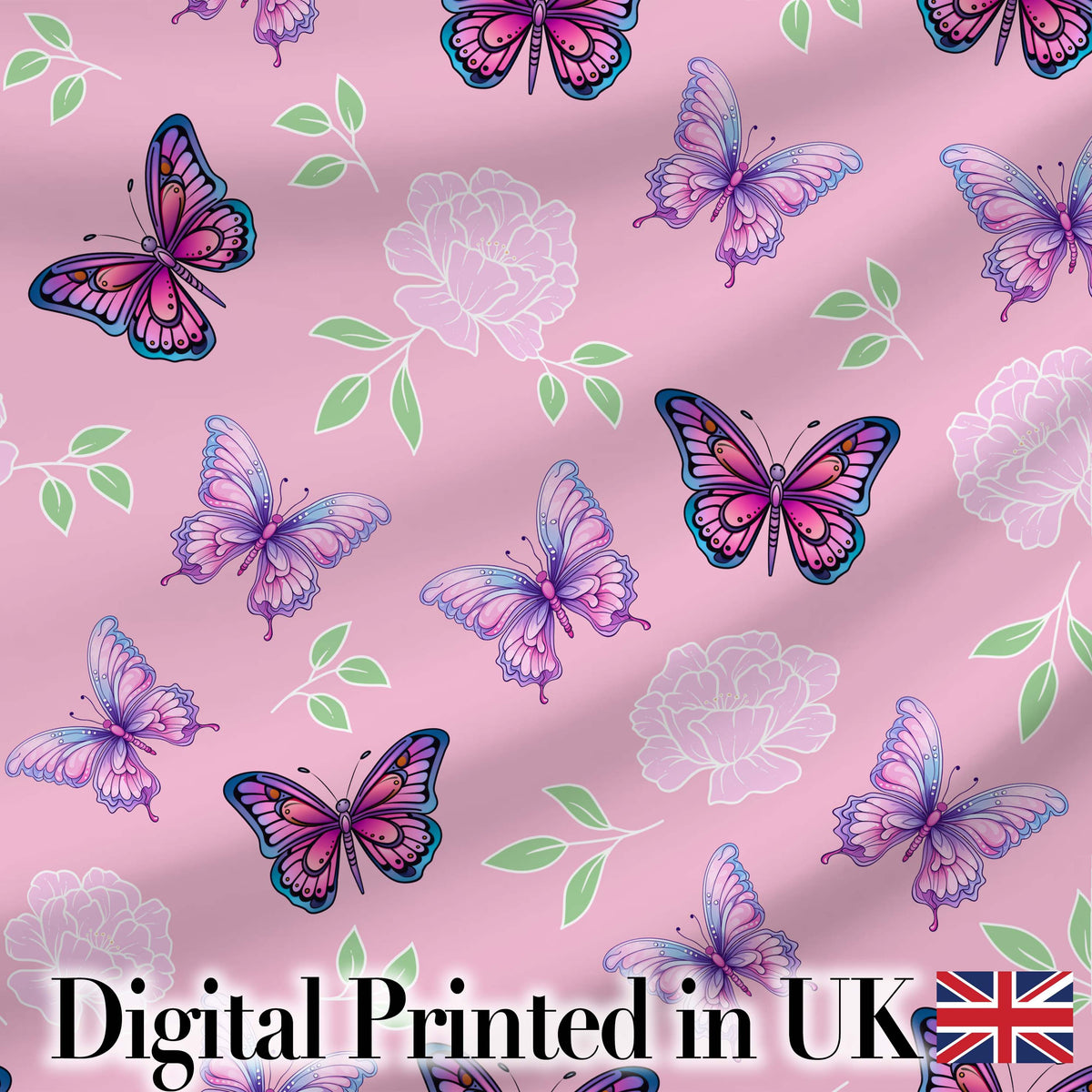 Pastel Watercolor Butterflies Black Background Seamless Pattern  Digital Print Material by the Metre UK Sewing Quilting Textile