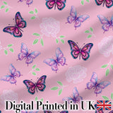 Pastel Watercolor Butterflies Black Background Seamless Pattern  Digital Print Material by the Metre UK Sewing Quilting Textile