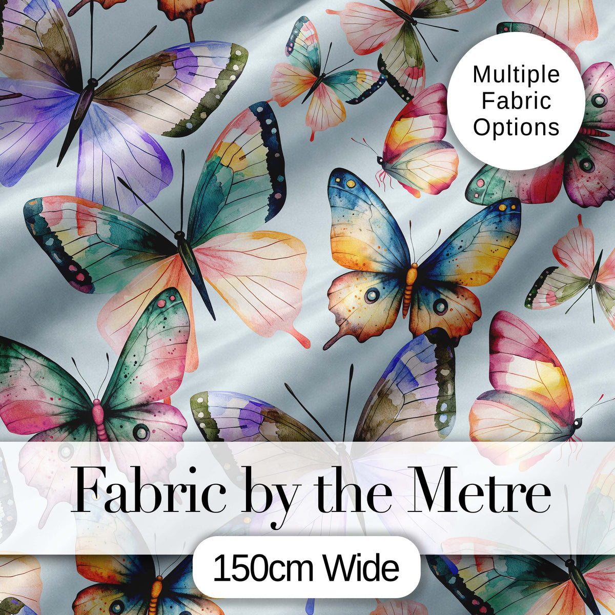 Pastel Watercolor Butterflies White Background Seamless Pattern  Digital Print Material by the Metre UK Sewing Quilting Textile