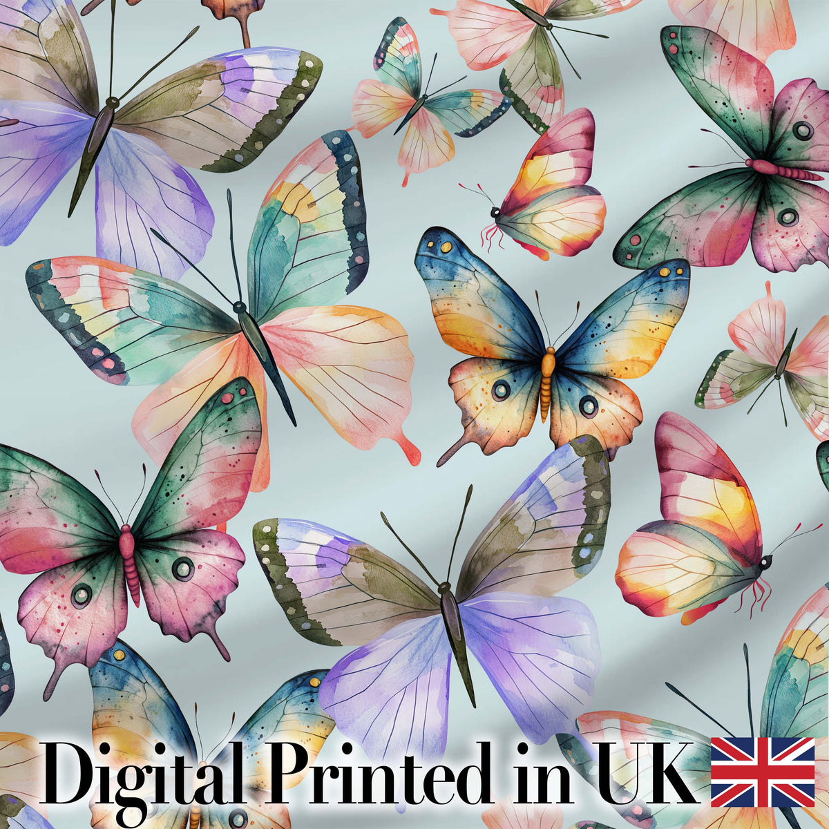 Pastel Watercolor Butterflies White Background Seamless Pattern  Digital Print Material by the Metre UK Sewing Quilting Textile