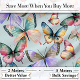 Pastel Watercolor Butterflies White Background Seamless Pattern  Digital Print Material by the Metre UK Sewing Quilting Textile