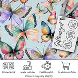 Pastel Watercolor Butterflies White Background Seamless Pattern  Digital Print Material by the Metre UK Sewing Quilting Textile