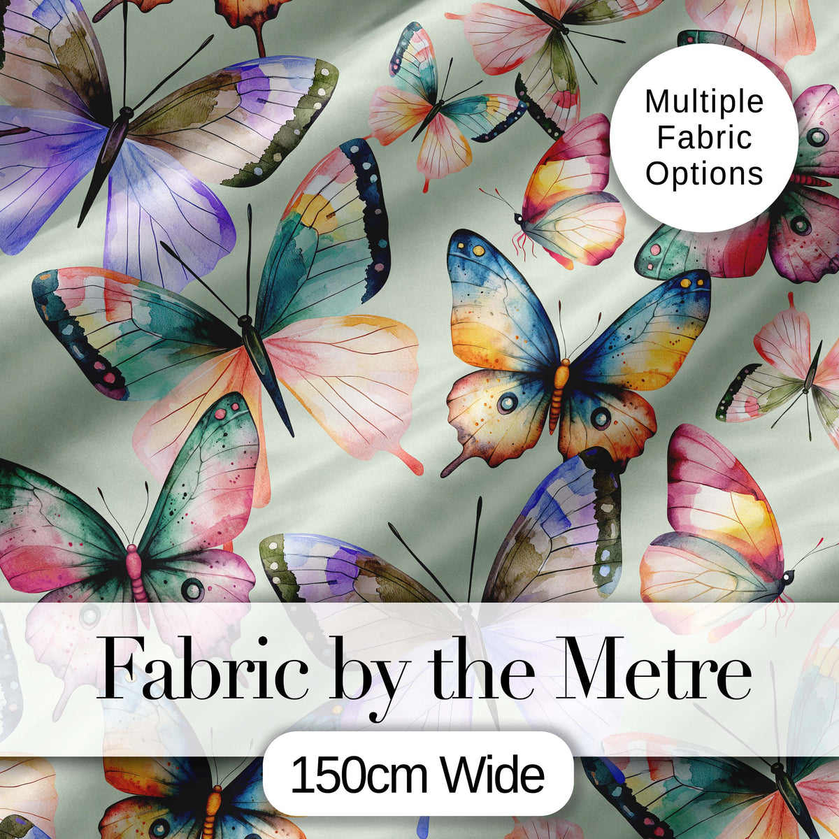 Watercolor Butterfly Leaf Botanical Seamless Pattern Lovely  Digital Print Material by the Metre UK Sewing Quilting Textile