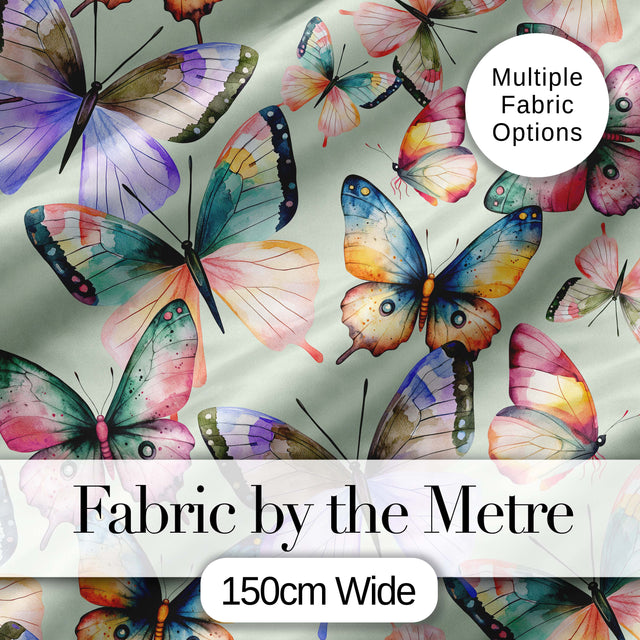 Watercolor Butterfly Leaf Botanical Seamless Pattern Lovely  Digital Print Material by the Metre UK Sewing Quilting Textile