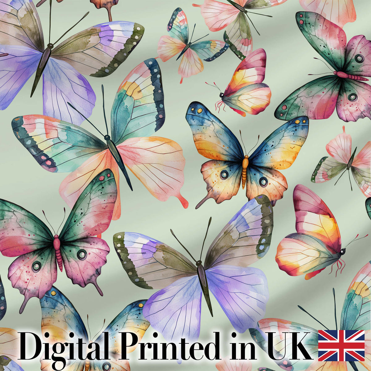 Watercolor Butterfly Leaf Botanical Seamless Pattern Lovely  Digital Print Material by the Metre UK Sewing Quilting Textile