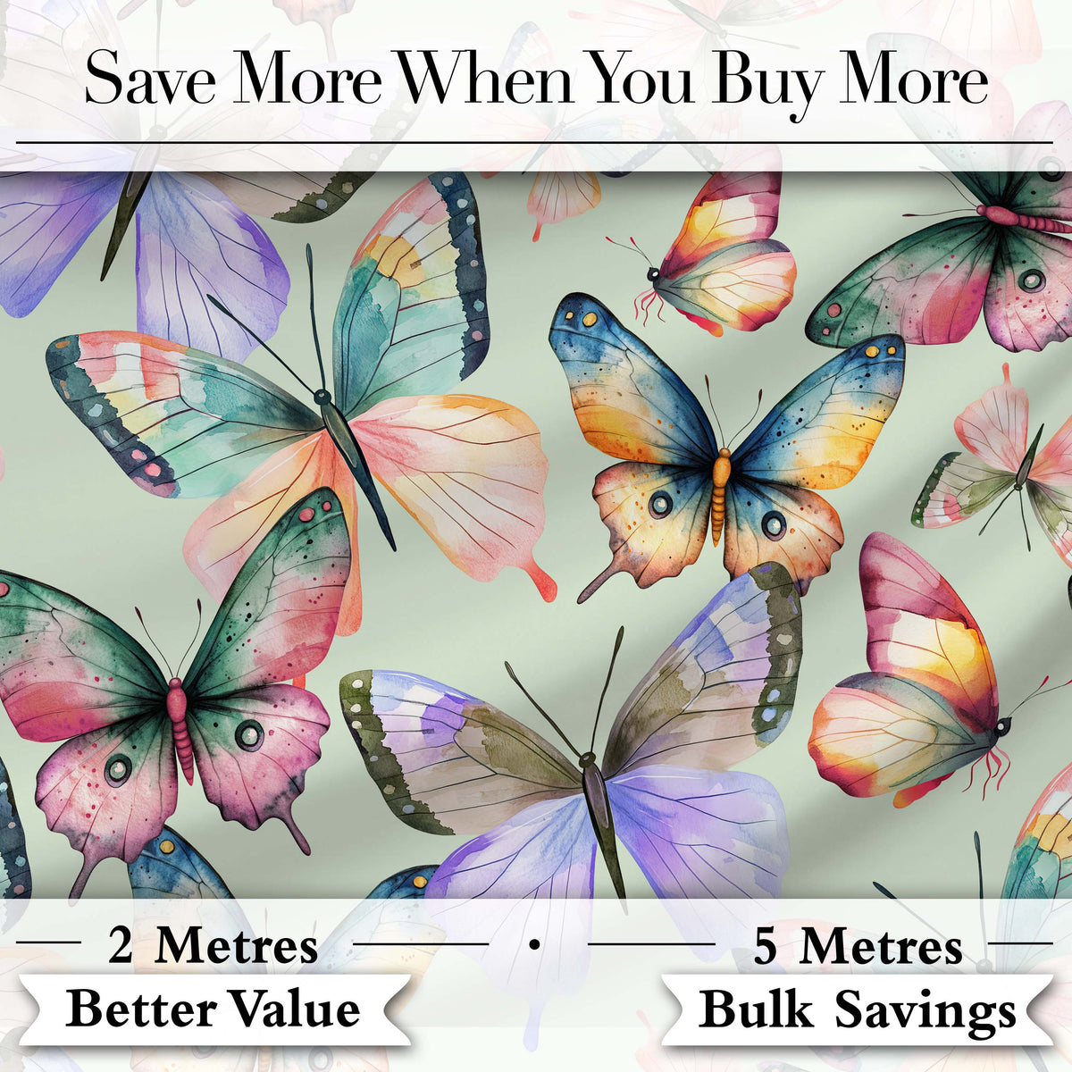 Watercolor Butterfly Leaf Botanical Seamless Pattern Lovely  Digital Print Material by the Metre UK Sewing Quilting Textile