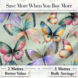Watercolor Butterfly Leaf Botanical Seamless Pattern Lovely  Digital Print Material by the Metre UK Sewing Quilting Textile