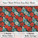 Dark Background Coral Rose Floral Seamless Pattern Cute Unique Gift  Digital Print Material by the Metre UK Sewing Quilting Textile