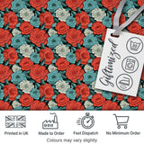 Dark Background Coral Rose Floral Seamless Pattern Cute Unique Gift  Digital Print Material by the Metre UK Sewing Quilting Textile