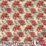 Bold Red and Ivory Camellia Floral Seamless Pattern Cute Unique Gift  Digital Print Material by the Metre UK Sewing Quilting Textile